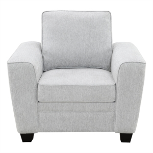 Pemberly Row Upholstered Chenille Flared Arm Chair in Soft Gray