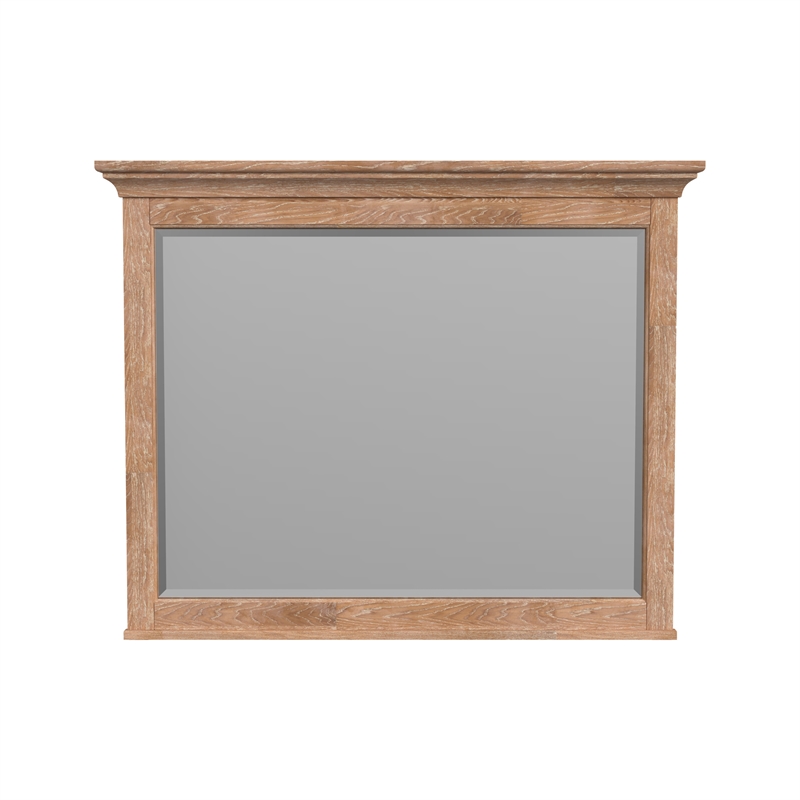Pemberly Row Solid Wood Beveled Bedroom Dresser Mirror in Wheat