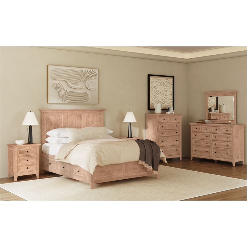 Pemberly Row Solid Wood Beveled Bedroom Dresser Mirror in Wheat