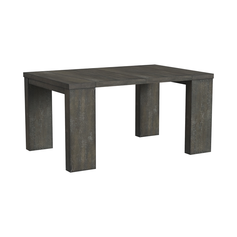 Pemberly Row Oak Veneer Extension Dining Table in Reclaimed Chevron