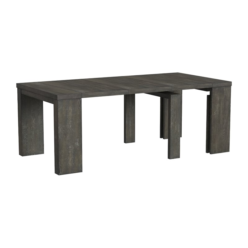 Pemberly Row Oak Veneer Extension Dining Table in Reclaimed Chevron