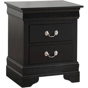 Pemberly Row Modern 2-Drawer Nightstand in Black Veneer Finish