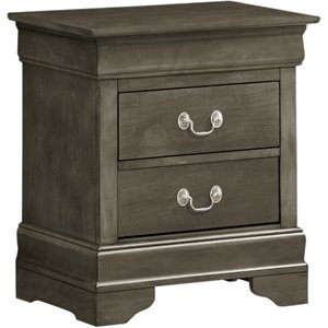 Pemberly Row Modern 2 Drawer Nightstand in Engineered Wood -Gray Finish
