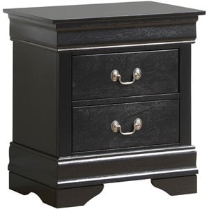 Pemberly Row Modern 2-Drawer Wood Nightstand in Black Veneers Finish