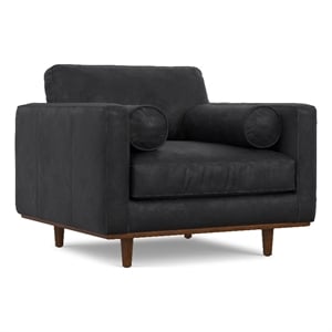 Pemberly Row 42 Inch Wide Mid-Century Modern Arm Chair in Lead Black