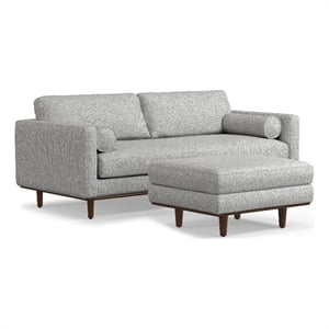 Pemberly Row 89 Inch Sofa with Ottoman in Mist Grey Woven Fabric