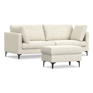 Pemberly Row 90&quot Sofa and Ottoman Set in Cream Performance Fabric