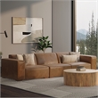 Pemberly Row Right-Arm Sofa Module in Genuine Caramel Brown Leather