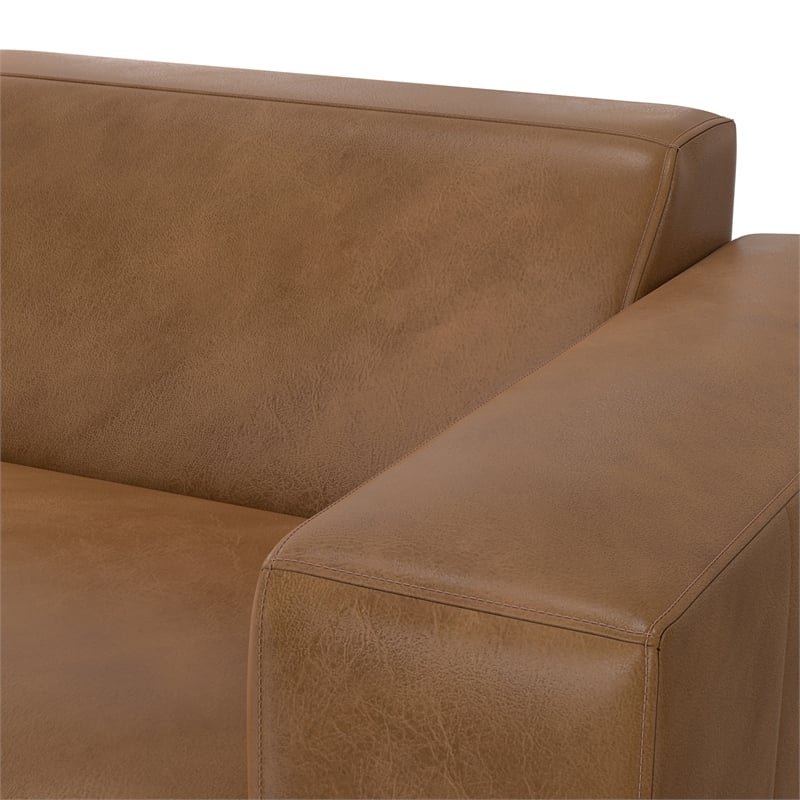 Pemberly Row Right-Arm Sofa Module in Genuine Caramel Brown Leather