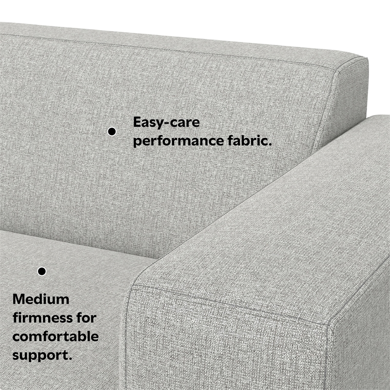 Pemberly Row Right-Arm Sofa Module in Pale Grey Performance Fabric