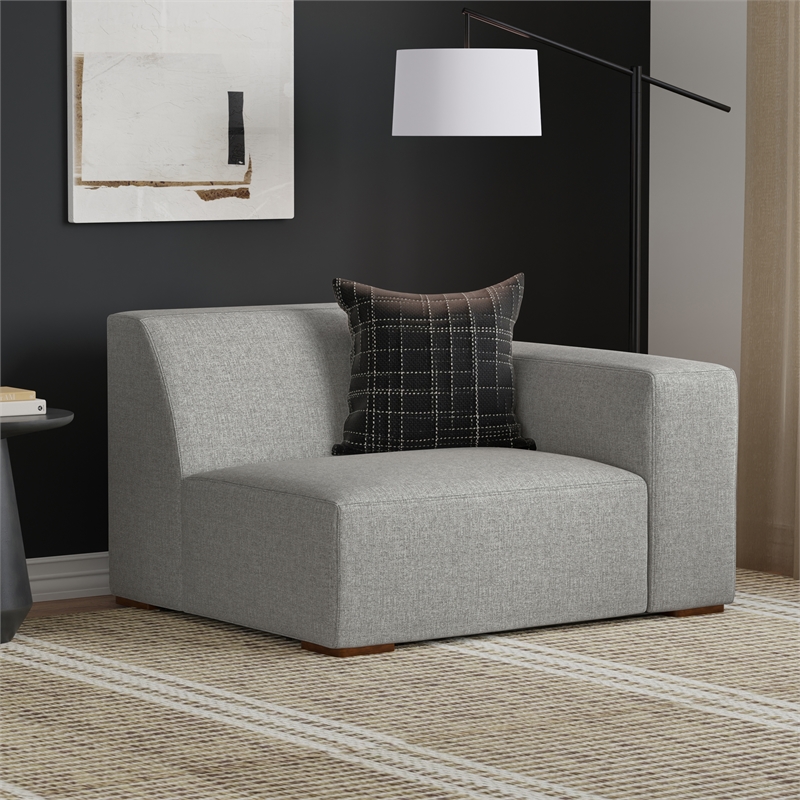 Pemberly Row Right-Arm Sofa Module in Pale Grey Performance Fabric