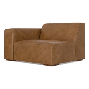 Pemberly Row Left Arm Sofa Module in Genuine Caramel Brown Leather