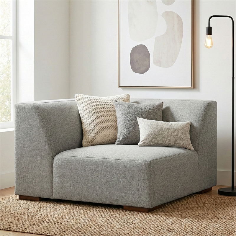 Pemberly Row Corner Sofa Module in Pale Grey Performance Fabric