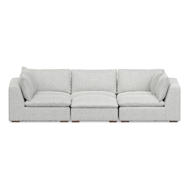 Pemberly Row Pit Sectional Sofa with Ottoman in Cloud Grey Performance Fabric