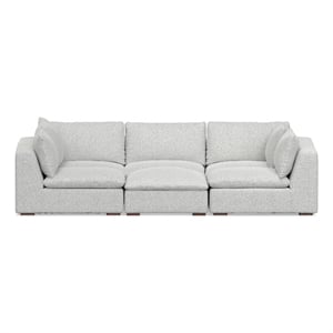 Pemberly Row Pit Sectional Sofa with Ottoman in Cloud Grey Performance Fabric