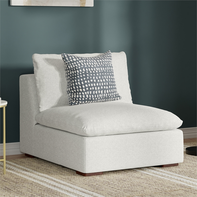 Pemberly Row Center Armless Sofa Module in Cloud Grey Performance Fabric