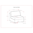 Pemberly Row Center Armless Sofa Module in Cloud Grey Performance Fabric