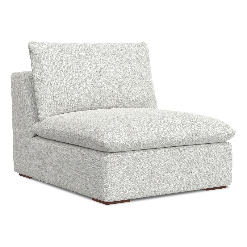 Pemberly Row Center Armless Sofa Module in Cloud Grey Performance Fabric