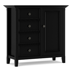 Pemberly Row 4-Drawer Storage Cabinet with Adjustable Shelves in Black