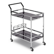 Pemberly Row Modern Bar Cart Metal and Tempered Glass in Chrome Finish