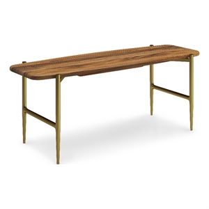 Pemberly Row 46 in Wide Acacia Hardwood Bench with Antique Brass Finish