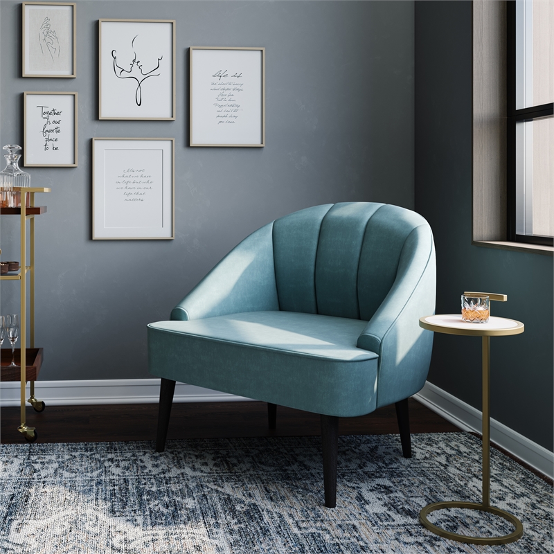 Pemberly Row 10 in Wide Metal C Side Table in White Marble and Gold