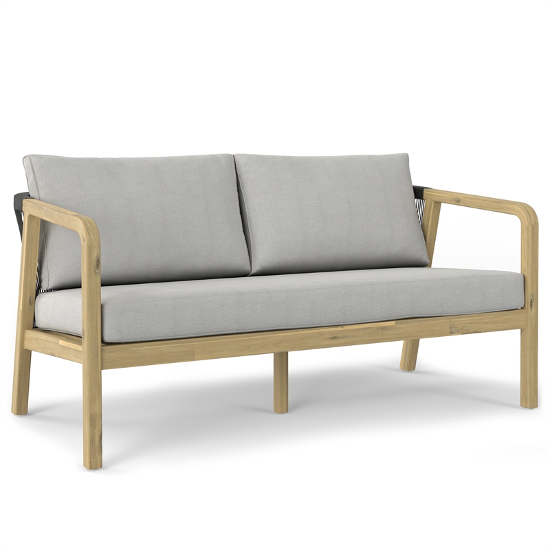 Pemberly Row 4-Piece Outdoor Conversation Set in Grey Fabric and Acacia Wood