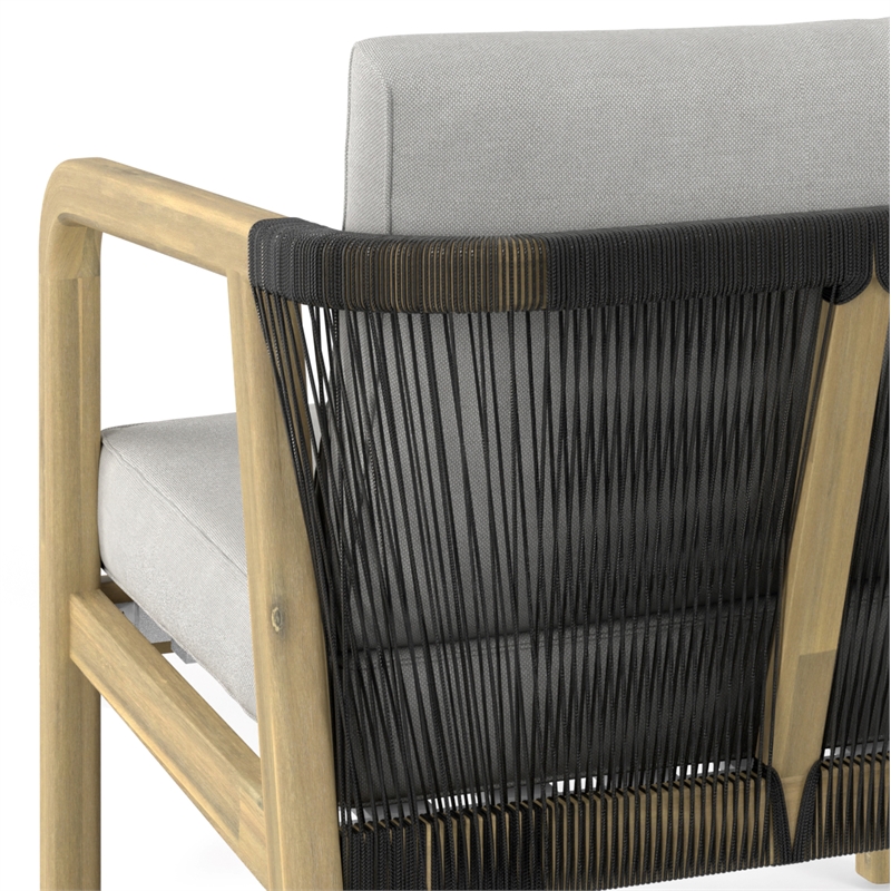 Pemberly Row 4-Piece Outdoor Conversation Set in Grey Fabric and Acacia Wood