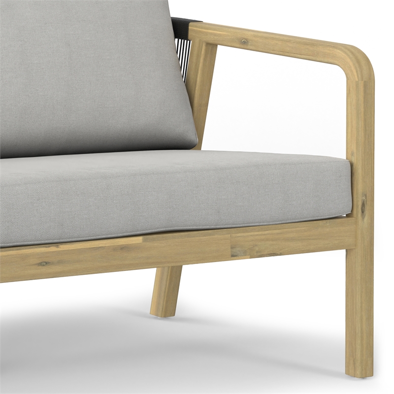 Pemberly Row 4-Piece Outdoor Conversation Set in Grey Fabric and Acacia Wood
