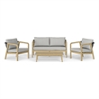 Pemberly Row 4-Piece Outdoor Conversation Set in Grey Fabric and Acacia Wood