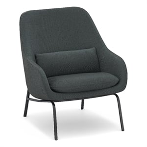 Pemberly Row Mid Century Accent Chair in Steel Grey Linen with Pillow