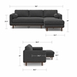 Pemberly Row Right Sectional Sofa in Charcoal Grey Woven-Blend Fabric