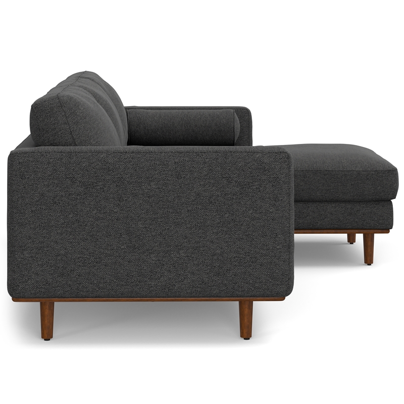 Pemberly Row Right Sectional Sofa in Charcoal Grey Woven-Blend Fabric
