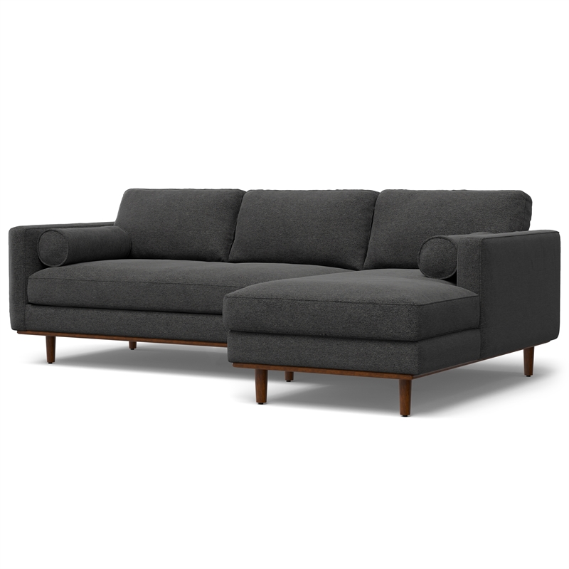 Pemberly Row Right Sectional Sofa in Charcoal Grey Woven-Blend Fabric