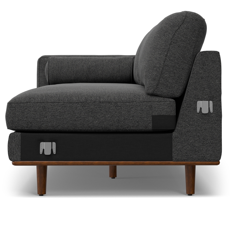 Pemberly Row Right Sectional Sofa in Charcoal Grey Woven-Blend Fabric