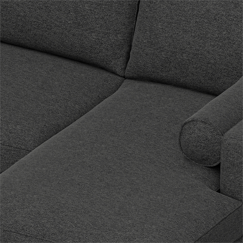 Pemberly Row Right Sectional Sofa in Charcoal Grey Woven-Blend Fabric