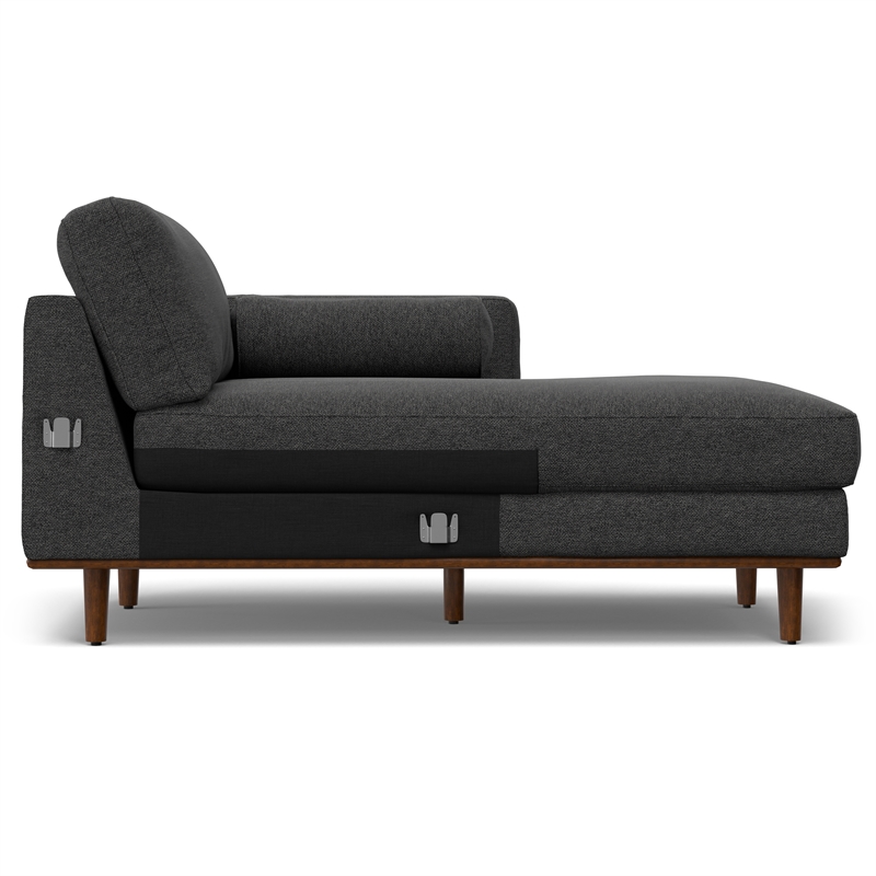 Pemberly Row Right Sectional Sofa in Charcoal Grey Woven-Blend Fabric
