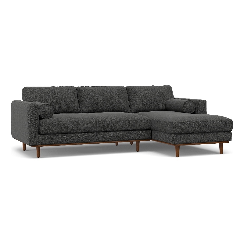 Pemberly Row Right Sectional Sofa in Charcoal Grey Woven-Blend Fabric