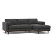 Pemberly Row Right Sectional Sofa in Charcoal Grey Woven-Blend Fabric