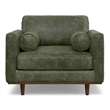 Pemberly Row Mid-Century Modern Armchair in Moss Green Genuine Leather