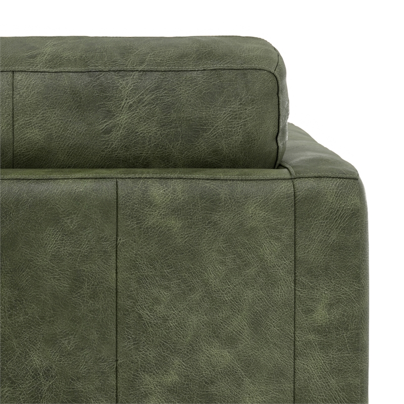 Pemberly Row Mid-Century Modern Armchair in Moss Green Genuine Leather