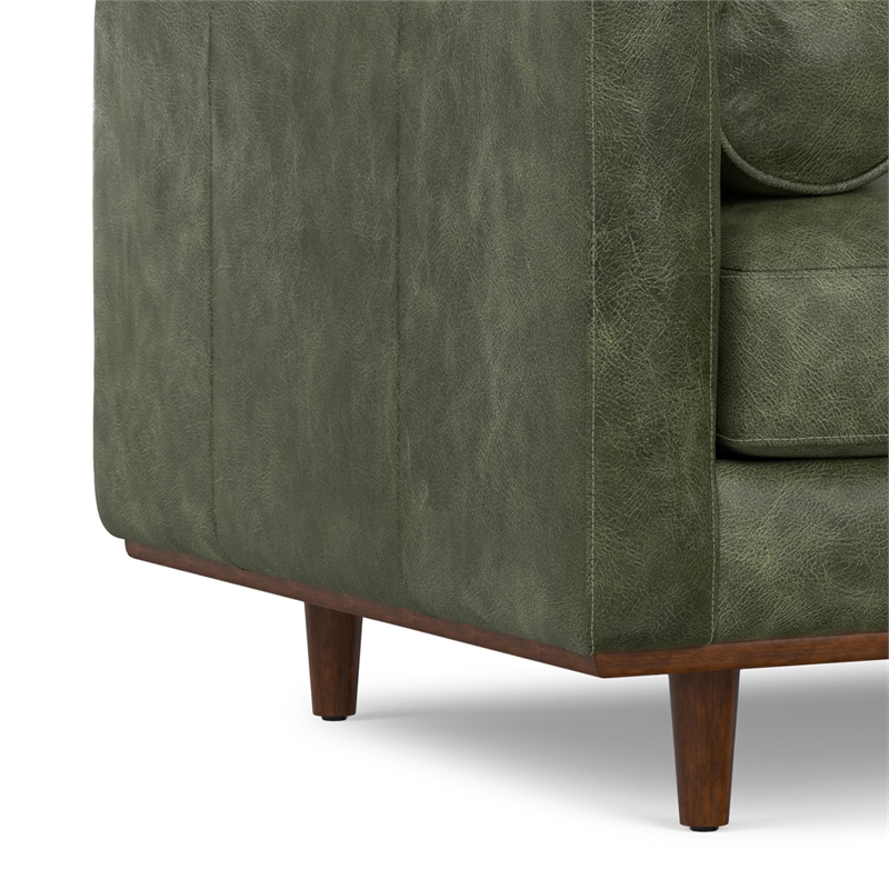 Pemberly Row Mid-Century Modern Armchair in Moss Green Genuine Leather