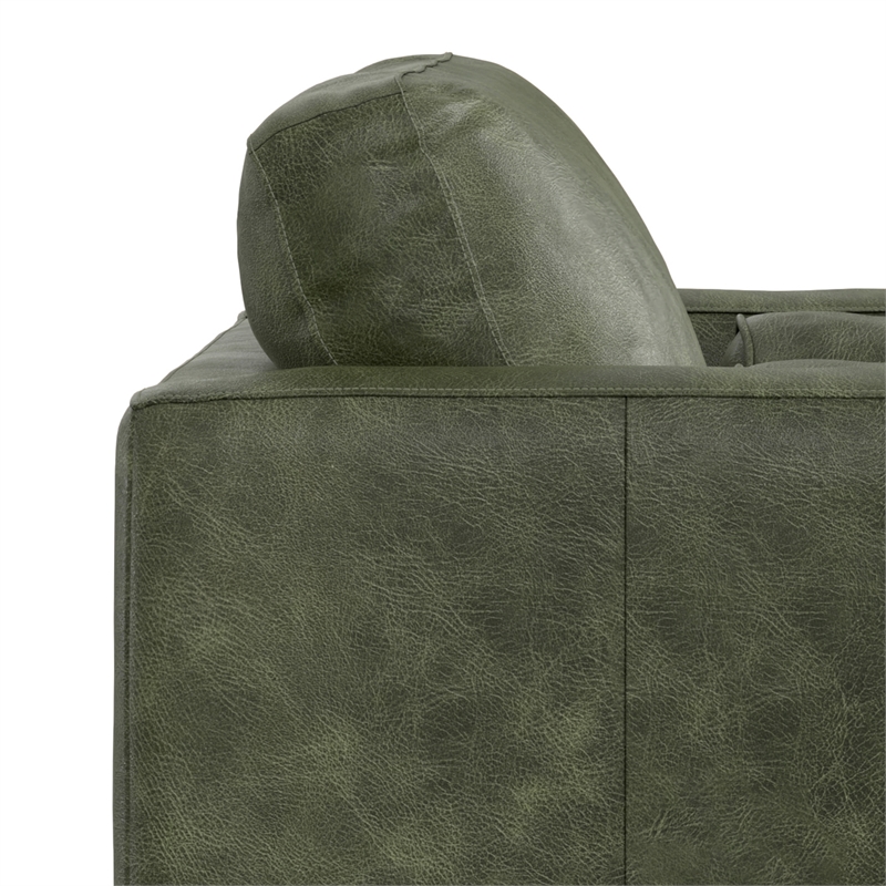 Pemberly Row Mid-Century Modern Armchair in Moss Green Genuine Leather