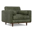 Pemberly Row Mid-Century Modern Armchair in Moss Green Genuine Leather