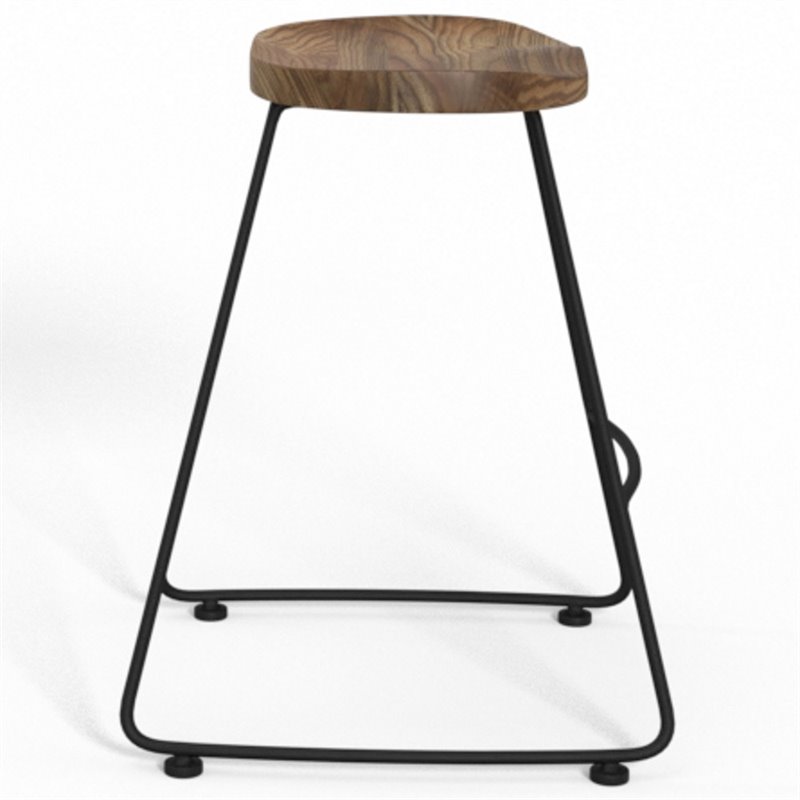 Pemberly Row Rustic Metal Saddle Counter Stools in Natural (Set of 2)