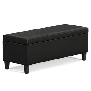 Pemberly Row Storage Ottoman Bench in Midnight Black Vegan Leather
