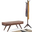Pemberly Row 48 in. Faux Leather Ottoman Bench in Distressed Umber Brown