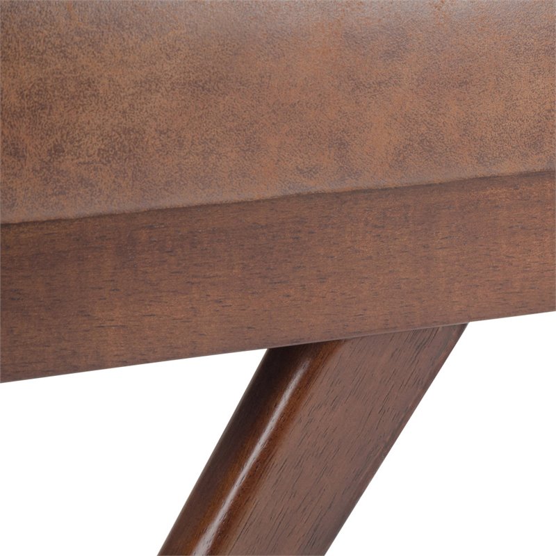Pemberly Row 48 in. Faux Leather Ottoman Bench in Distressed Umber Brown