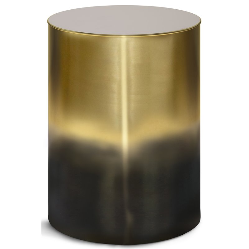 Pemberly Row Cylinder Accent Table in Ombre Black and Gold 16 in