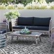 Pemberly Row 75-Inch Patio Sofa with Slate Grey Cushions and Rope Design